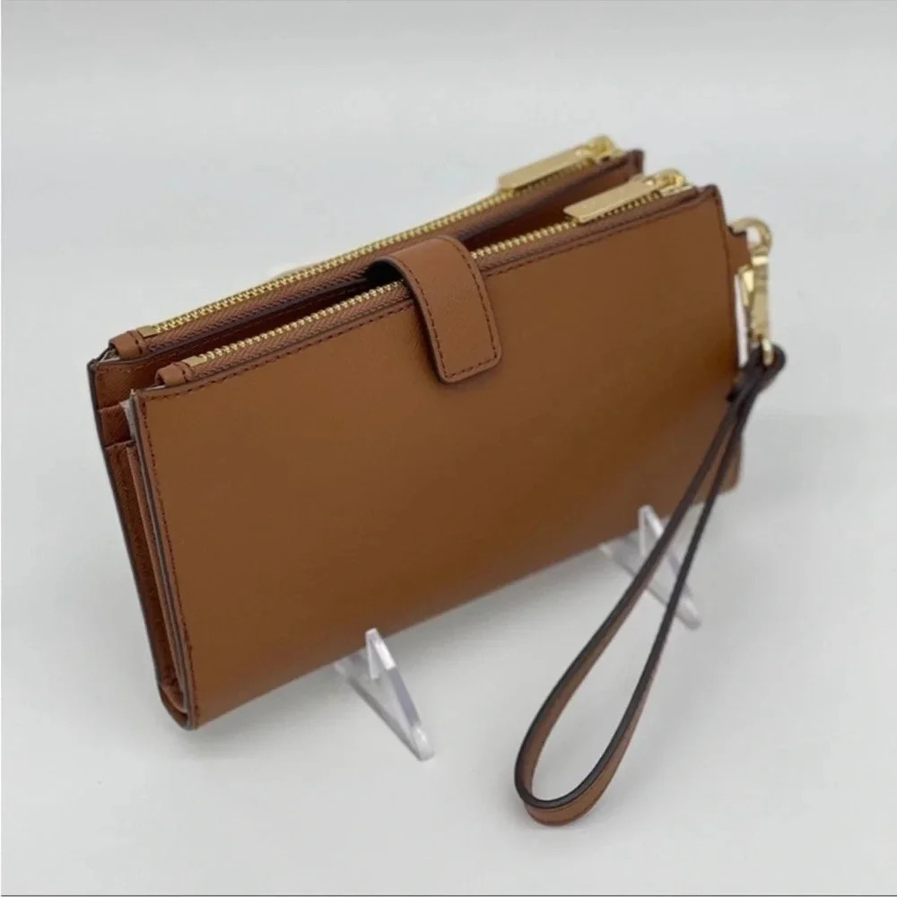 Michael Kors Double Zip Wallet Wristlet Brown/Gold (NWT) - Picture 4 of 11